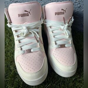 Puma Women's Soft Pink and Cream High-Top Sneakers